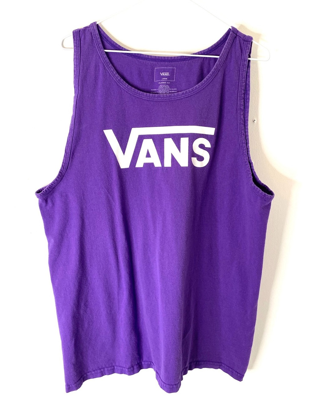 Vans Purple Logo Tank Top Classic Fit Cotton Sleeveless Graphic